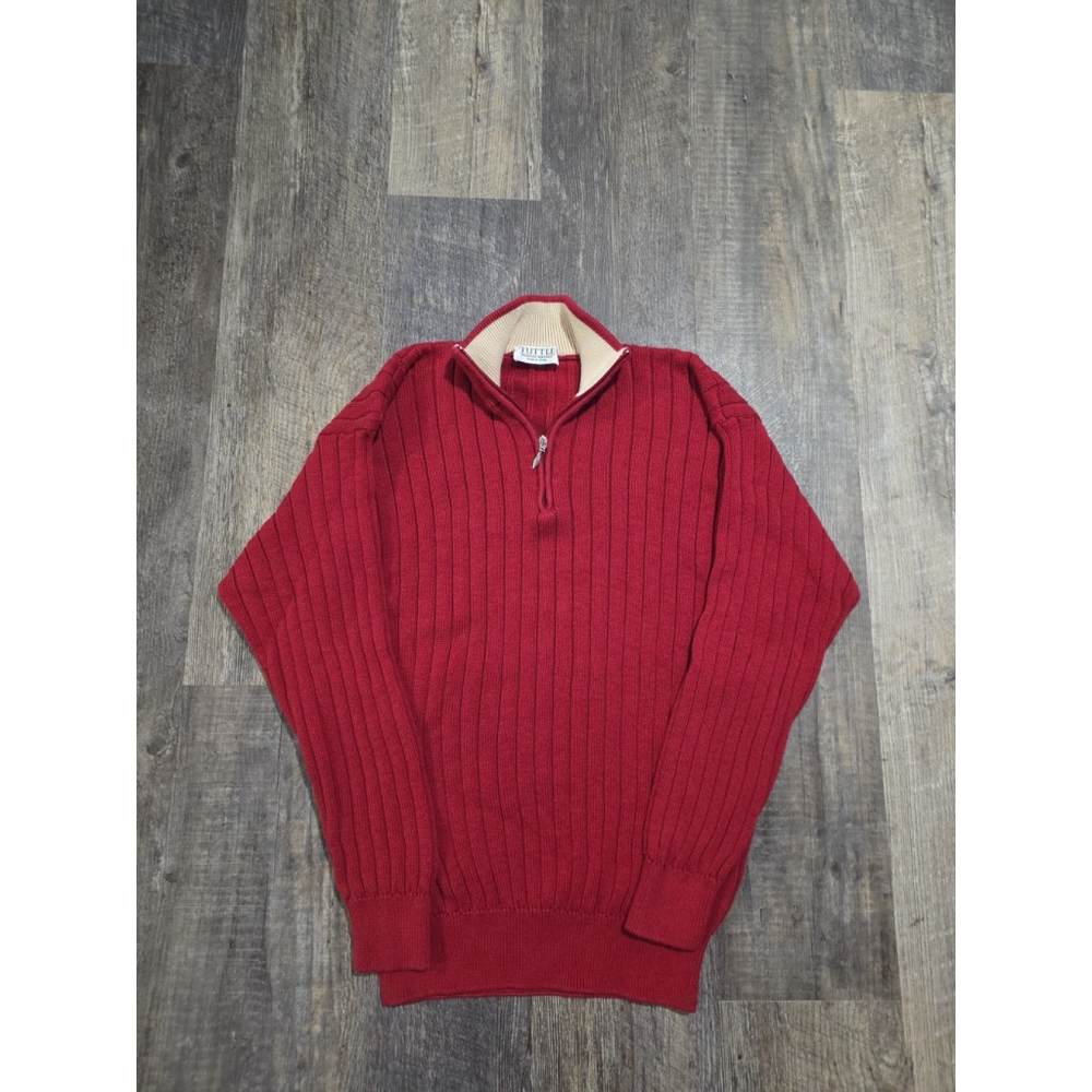 Tuttle Red and Cream Collared Sweater Men's Size XL Vintage